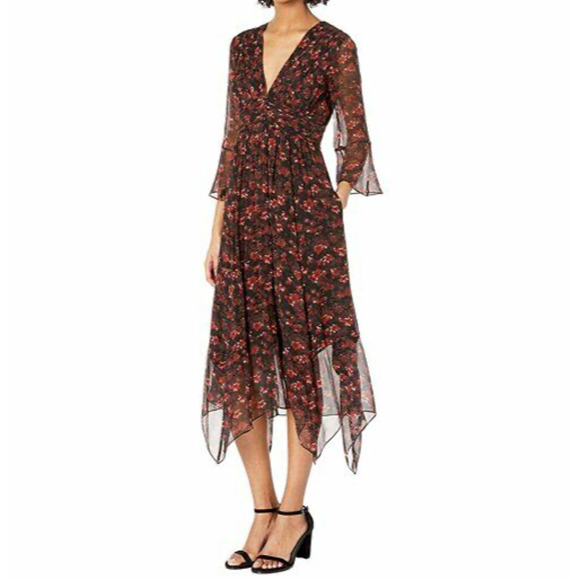 RACHEL ZOE Women's Chiffon CADEN DRESS 100% Silk Lined - Size 0 Floral Multi - Picture 1 of 12